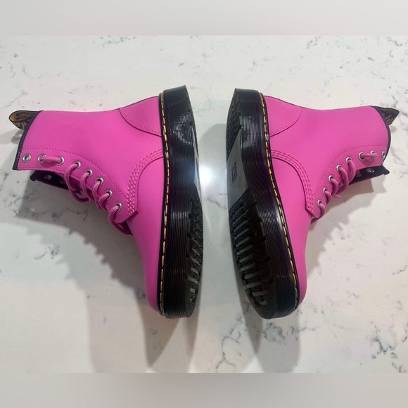 Dr. Martens Women’s ZAVALA Leather Lace Up Thrift Pink Combat Boots New - Picture 6 of 16